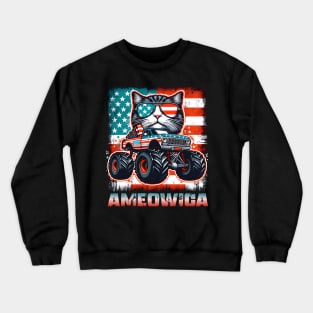AMEOWICA monster truck Cat for kids men women Crewneck Sweatshirt